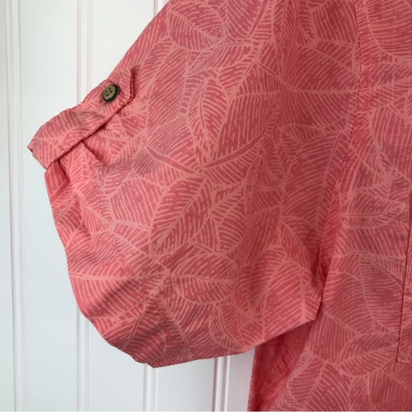 Mountain Warehouse Button Down Summer Shirt size 12, Coral Leaf Print Cotton - Picture 6 of 13